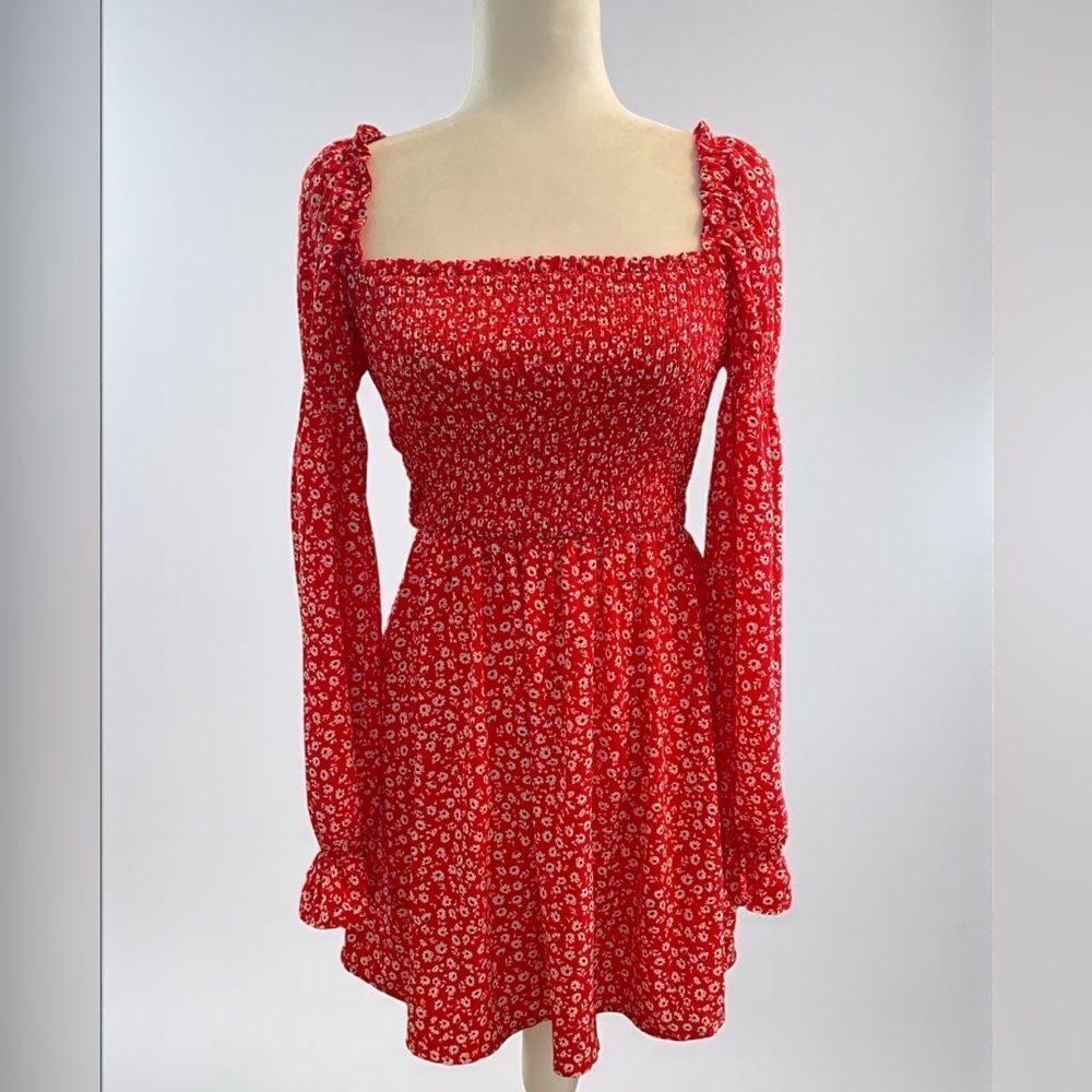H&M Red and White Floral Dress